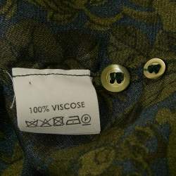 Pre Owned Dries van Noten Green Floral Print Crepe Short Sleeve Shirt L