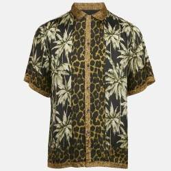 Dries van Noten Black Print Crepe Short Sleeve Shirt L