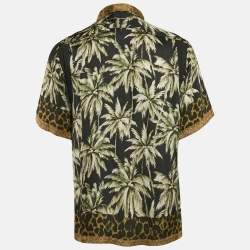 Dries van Noten Black Print Crepe Short Sleeve Shirt L