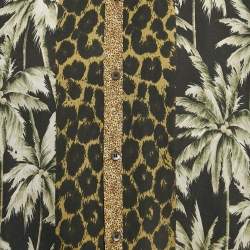 Dries van Noten Black Print Crepe Short Sleeve Shirt L