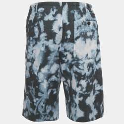 Pre Owned Dries van Noten Blue Abstract Print Cotton Shorts XS