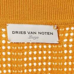 مملوكة مسبقًا Dries van Noten Yellow Ochre Perforated Knit Polo T-Shirt L