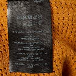 مملوكة مسبقًا Dries van Noten Yellow Ochre Perforated Knit Polo T-Shirt L