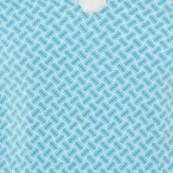 Pre Owned Drumohr Blue Cotton & Linen Knit Polo T-Shirt L