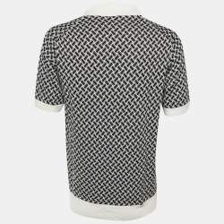 مملوكة مسبقًا Drumohr Black/White Cotton & Linen Knit Polo T-Shirt L