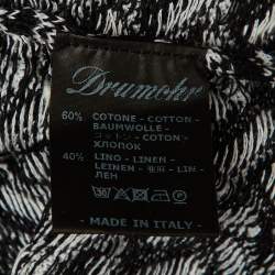 مملوكة مسبقًا Drumohr Black/White Cotton & Linen Knit Polo T-Shirt L