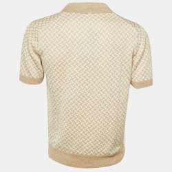 مملوكة مسبقًا تي شيرت بولو درومور بيج/أبيض قطن وكتان مقاس كبير - لارج