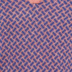 مملوكة مسبقًا Drumohr Orange/Blue Cotton & Linen Knit Polo T-Shirt L