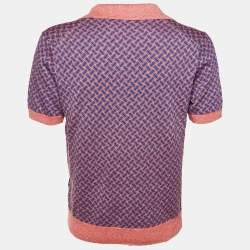 مملوكة مسبقًا Drumohr Orange/Blue Cotton & Linen Knit Polo T-Shirt L