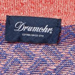 مملوكة مسبقًا Drumohr Orange/Blue Cotton & Linen Knit Polo T-Shirt L