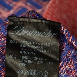 مملوكة مسبقًا Drumohr Orange/Blue Cotton & Linen Knit Polo T-Shirt L