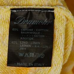 Pre Owned تي شيرت بولو درومور أصفر قطن وكتان مقاس كبير - لارج