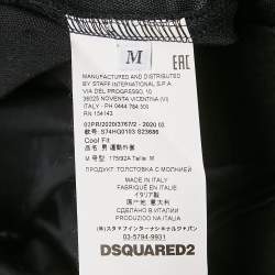 Dsquared2 Black Jersey Logo Tape Trimmed Zip-Up Hoodie M