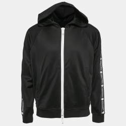 Dsquared2 Black Jersey Logo Tape Trimmed Zip-Up Hoodie M
