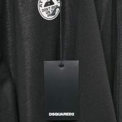 Dsquared2 Black Jersey Logo Tape Trimmed Zip-Up Hoodie M