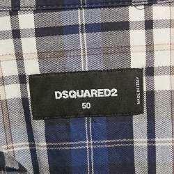 Dsquared2 Blue Tartan Checks Cotton and Jersey Sleeve Shirt L
