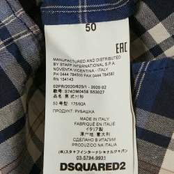 Dsquared2 Blue Tartan Checks Cotton and Jersey Sleeve Shirt L