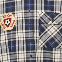 Dsquared2 Blue Tartan Checks Cotton and Jersey Sleeve Shirt L