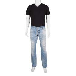 DSquared2 Indigo Light Wash Faded Effect Distressed Denim Slim Jeans 3XL