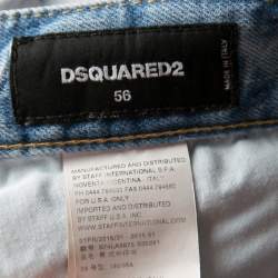 DSquared2 Indigo Light Wash Faded Effect Distressed Denim Slim Jeans 3XL
