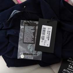 Pre Owned Dsquared2 Navy Blue Cotton Pique Logo Patch Detail Polo T-Shirt L