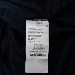 Pre Owned Dsquared2 Navy Blue Cotton Pique Logo Patch Detail Polo T-Shirt L