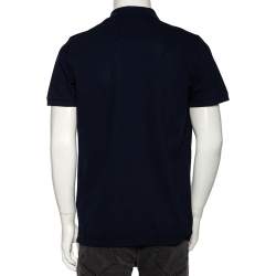 Pre Owned Dsquared2 Navy Blue Cotton Pique Logo Patch Detail Polo T-Shirt L