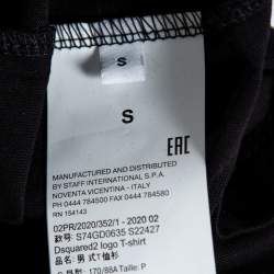 Pre Owned Dsquared2 Black Double Logo Print Cotton Crewneck T-Shirt S