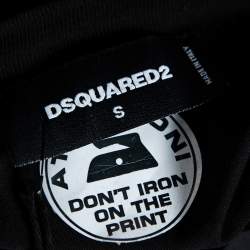 Pre Owned Dsquared2 Black Double Logo Print Cotton Crewneck T-Shirt S