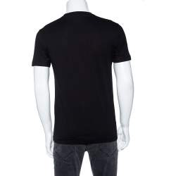 Pre Owned Dsquared2 Black Double Logo Print Cotton Crewneck T-Shirt S