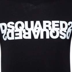 Pre Owned Dsquared2 Black Double Logo Print Cotton Crewneck T-Shirt S