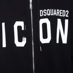 Dsquared2 Black Icon Logo Printed Cotton Zip Front Hooded Jacket XXL