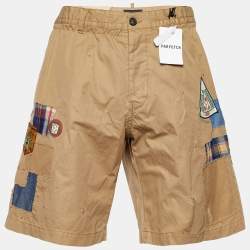 Pre Owned Dsquared2 Beige Cotton Applique Detail Boxer Fit Shorts XL