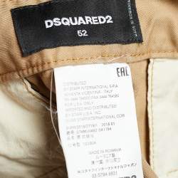 Pre Owned Dsquared2 Beige Cotton Applique Detail Boxer Fit Shorts XL