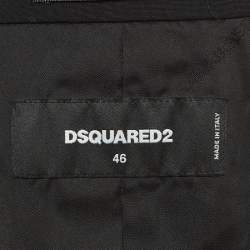 Dsquared2 Black Contrast Piping Print Wool Single Breasted Blazer S
