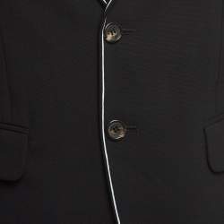 Dsquared2 Black Contrast Piping Print Wool Single Breasted Blazer S