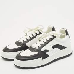 Pre Owned Dsquared2 White/Black Leather Canadian Sneakers Size 45
