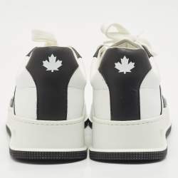 Pre Owned Dsquared2 White/Black Leather Canadian Sneakers Size 45
