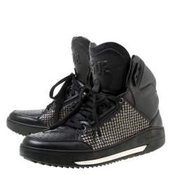 Dsquared2 Black Studded Leather High Top Sneakers Size 41