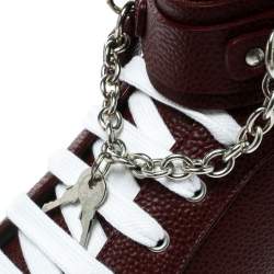 Dsquared2 Bordeaux Leather Lock And Key High Top Sneakers Size 44