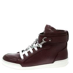 Dsquared2 Bordeaux Leather Lock And Key High Top Sneakers Size 44