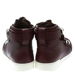 Dsquared2 Bordeaux Leather Lock And Key High Top Sneakers Size 44
