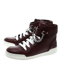 Dsquared2 Bordeaux Leather Lock And Key High Top Sneakers Size 44