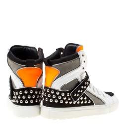 Dsquared2 Tricolor Suede And Leather Studded High Top Sneakers Size 41.5