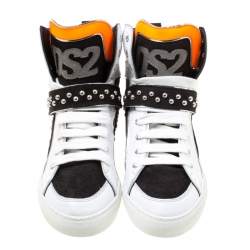 Dsquared2 Tricolor Suede And Leather Studded High Top Sneakers Size 41.5