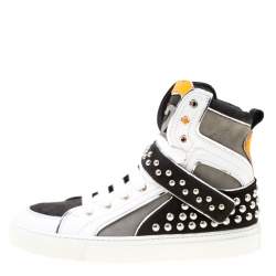 Dsquared2 Tricolor Suede And Leather Studded High Top Sneakers Size 41.5