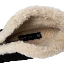Dsquared2 Black/White Suede And Shearling Zip Platform Ankle Boots Size 39