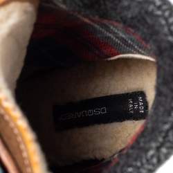 Dsquared2 Multicolor Suede, Leather and Wool Trim Lace Up Platform Ankle Boots Size 38.5