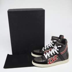Dsquared2 Grey/Black Leather And Suede High Top Sneakers Size 41.5