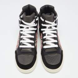 Dsquared2 Grey/Black Leather And Suede High Top Sneakers Size 41.5